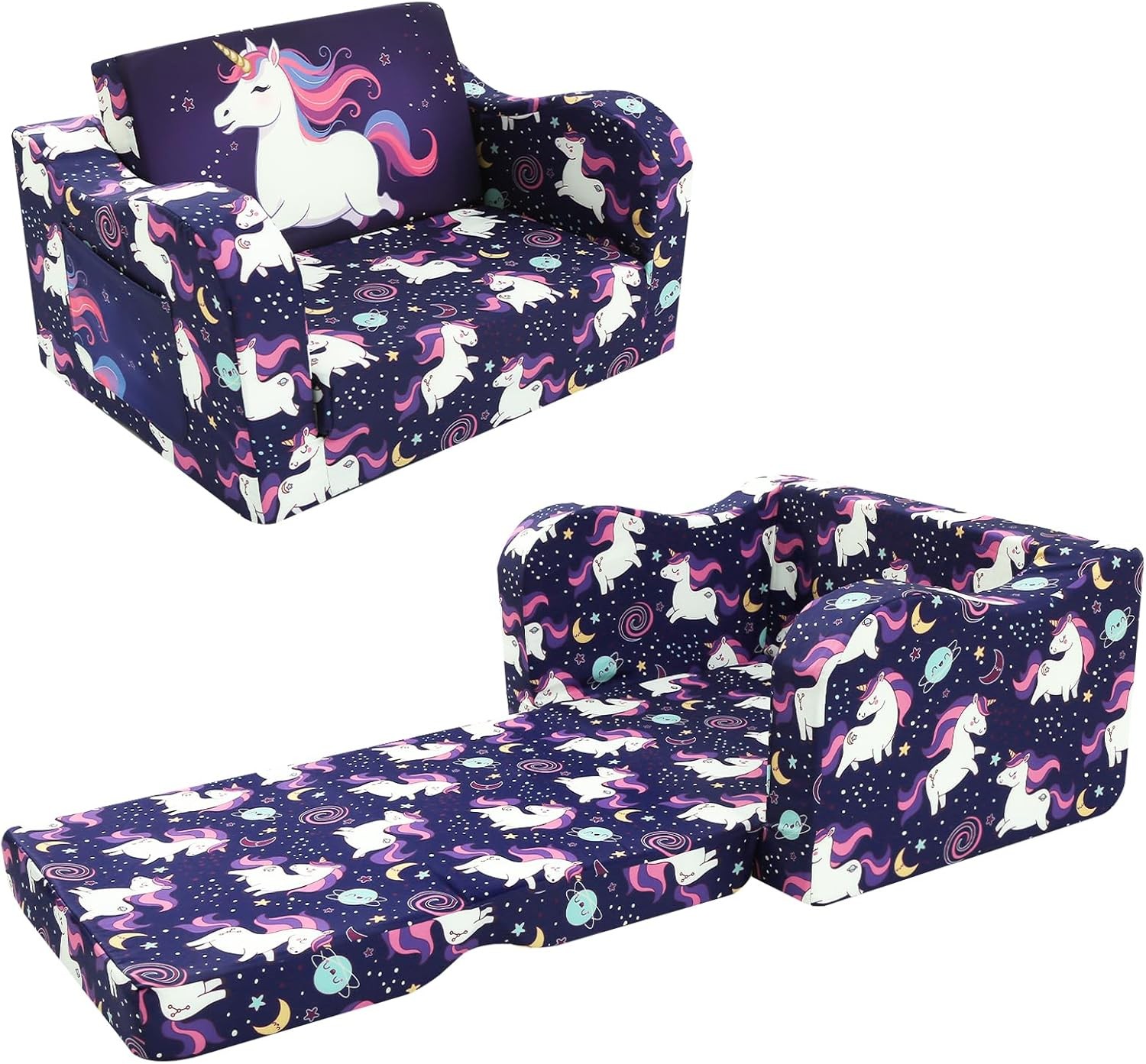 Toddler Couch Fold Out – 2-in-1 Convertible Kids Sofa Bed W/ Soft Corduroy Cover