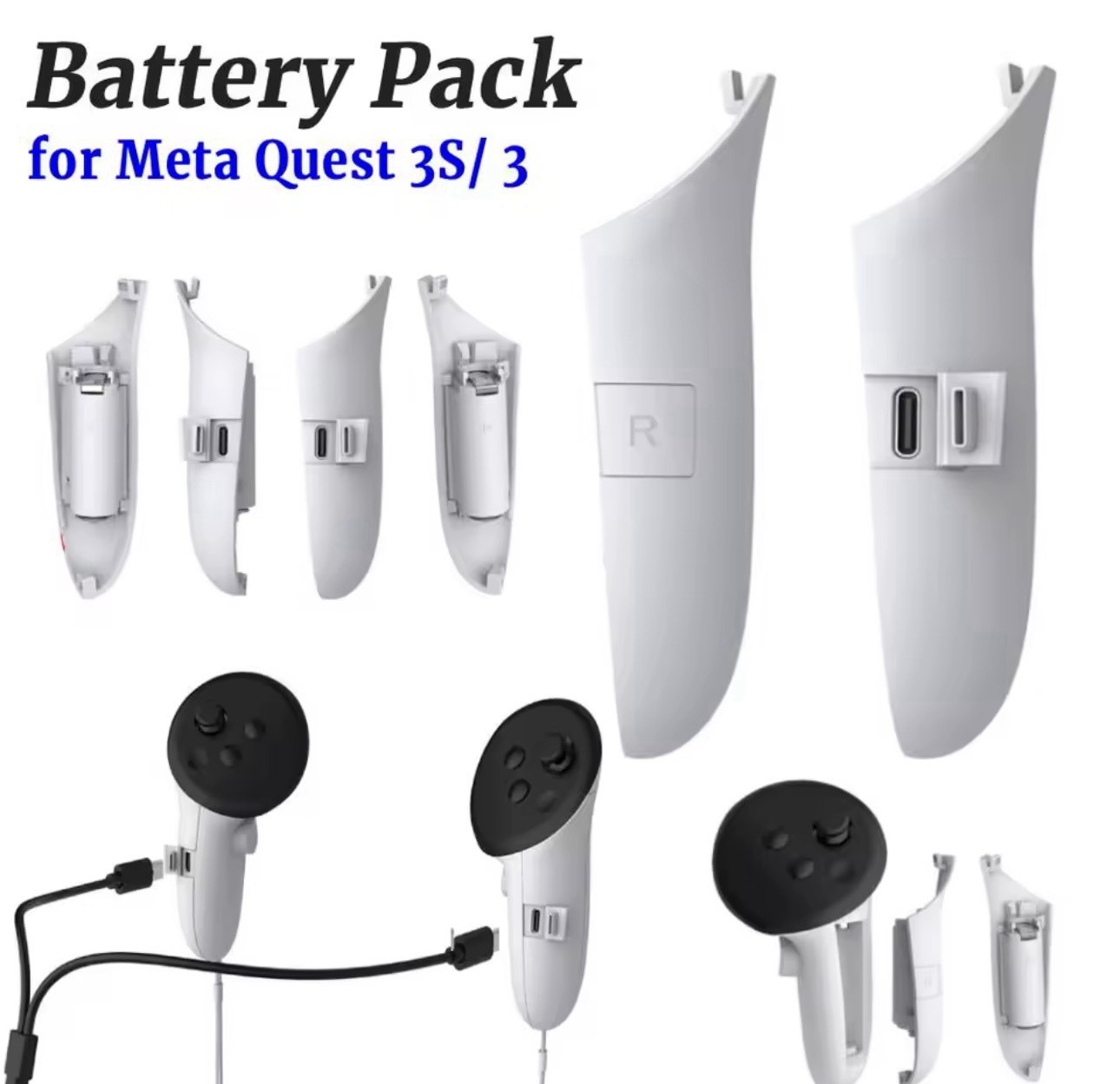 New RIGHT & LEFT CONTROLLER Rechargeable BATTERY Pack COVER FOR META QUEST 3 3/S