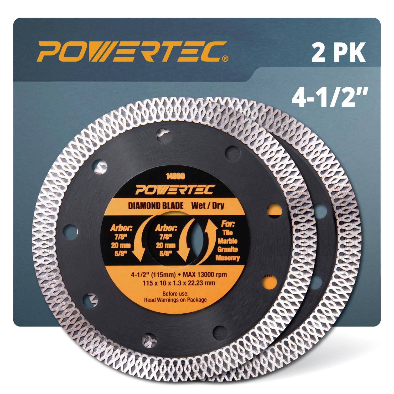 4-1/2 Inch Diamond Saw Blades for Angle Grinder 2 Pack, Super Thin Turbo Mesh Ri