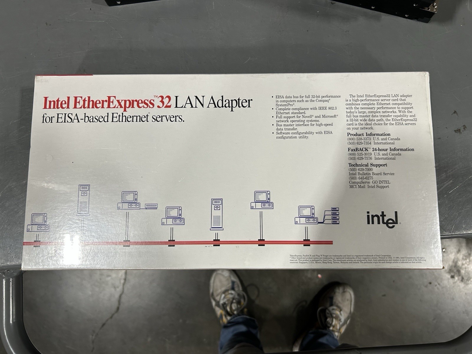 Vintage Intel EtherExpress32 Full Length EISA Ethernet Card - SEALED