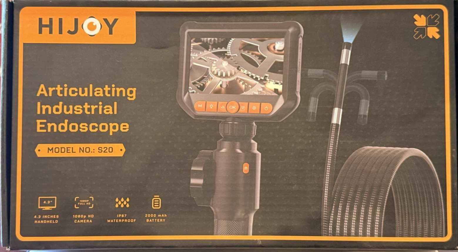 Two-Way Articulating Borescope HIJOY Industrial Endoscope Inspection Camera