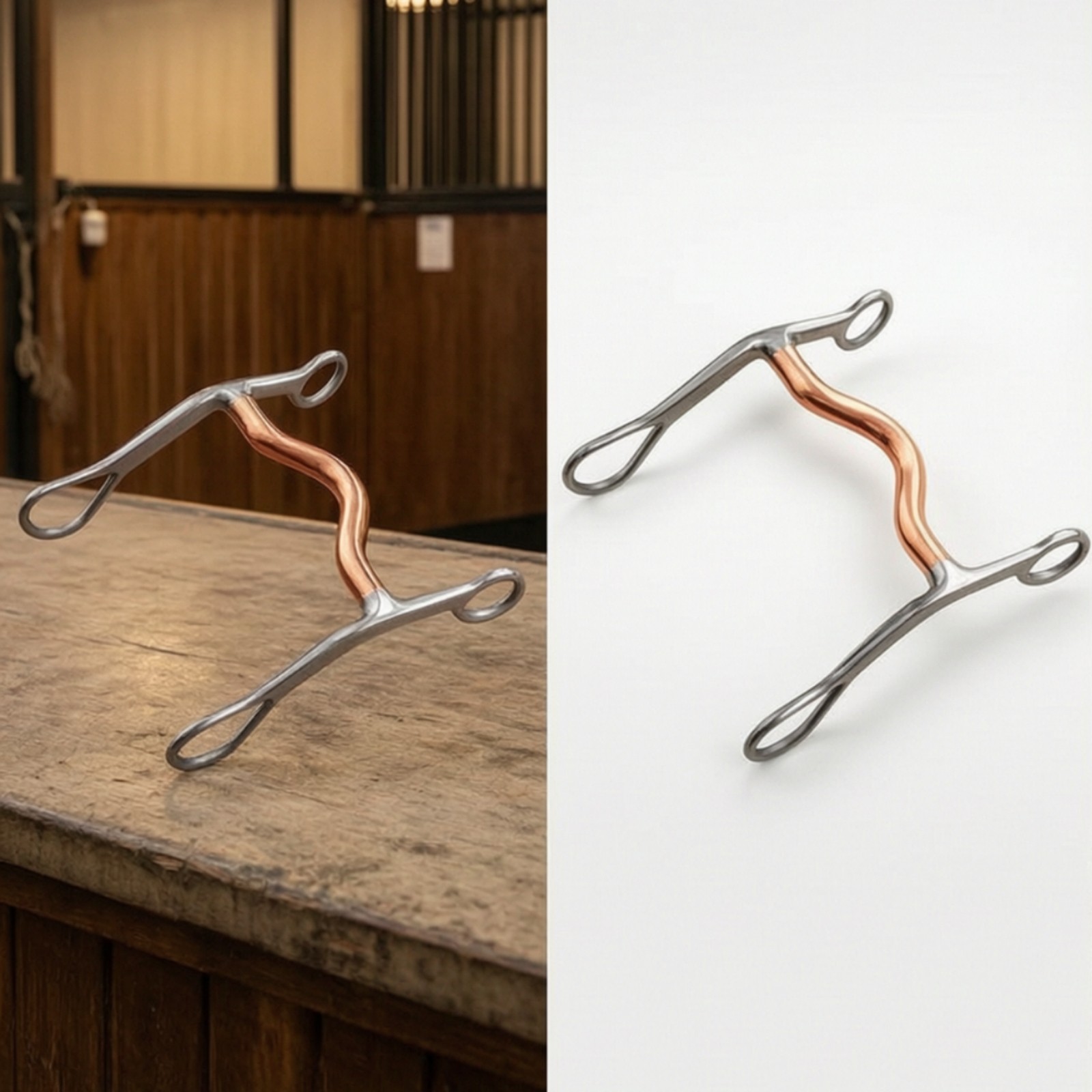 Curb with Copper Mouthpiece Non-Flaking Low Port Curb Balanced Leverage