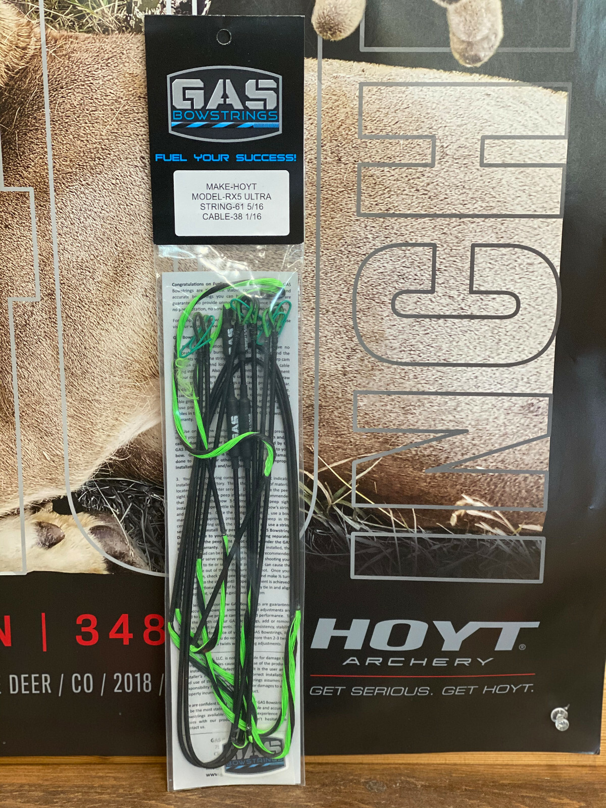 Gas Bowstrings Hoyt RX5 ULTRA Flo Green and Black Strings Black Speed Nocks RX-5