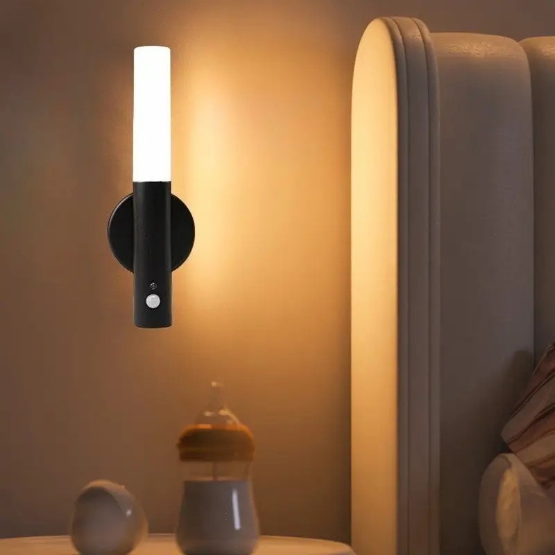 2 Pack Motion Sensor LED Night Light Lights USB Rechargeable Magnetic Wall Lamps