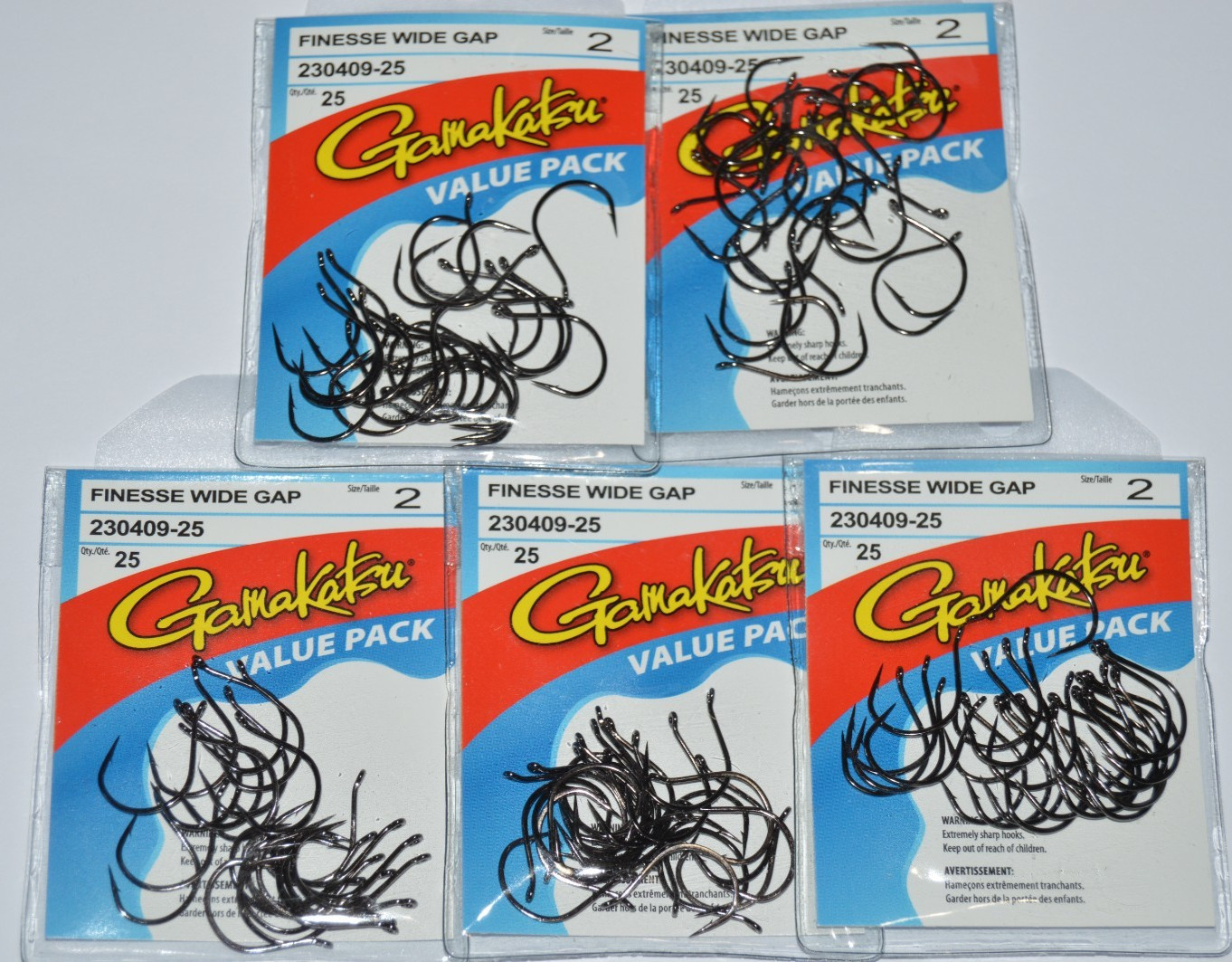 5 packs gamakatsu finesse wide gap hook hooks size 2 230409-25 senko value pack