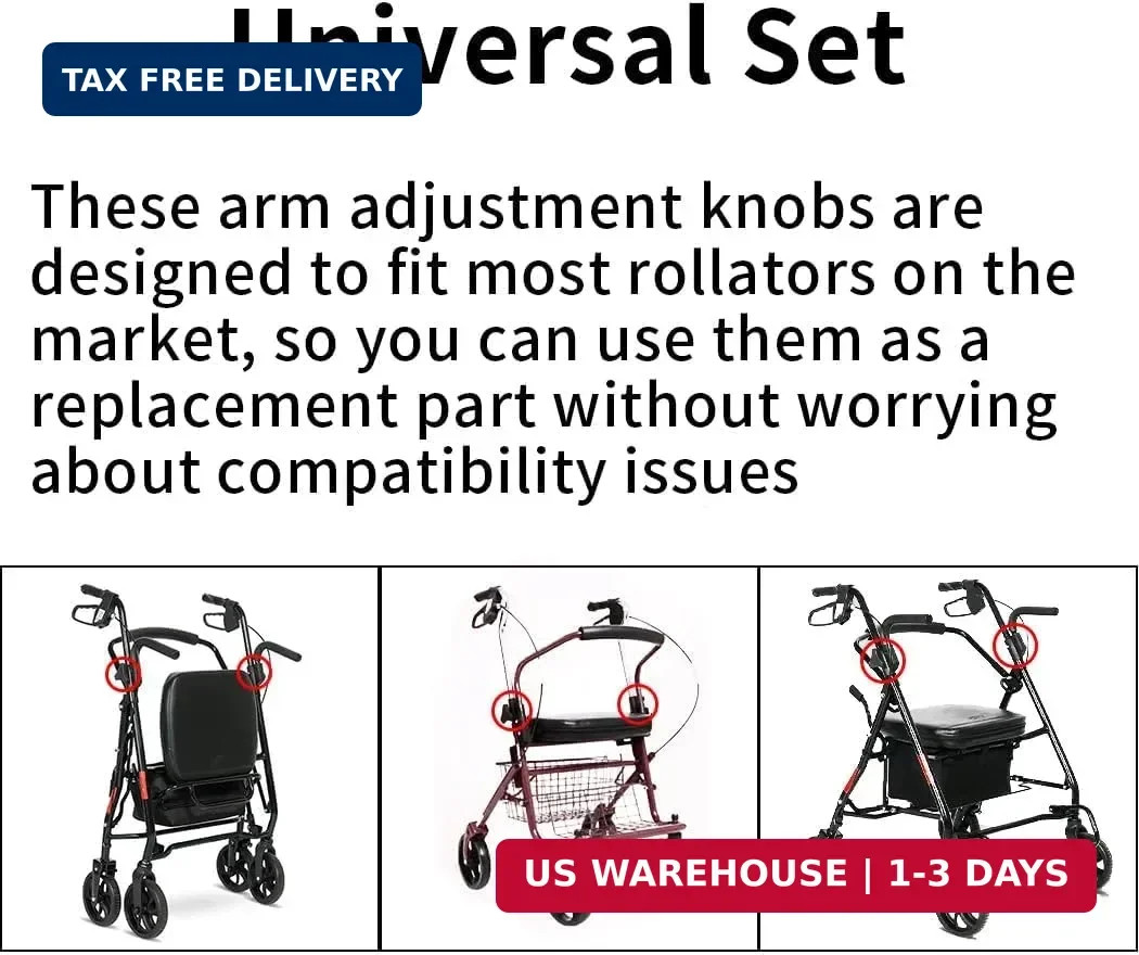 4Pcs Knob Replacement,Part Universal for Rolling Walker Rollator, Foldable Rolla