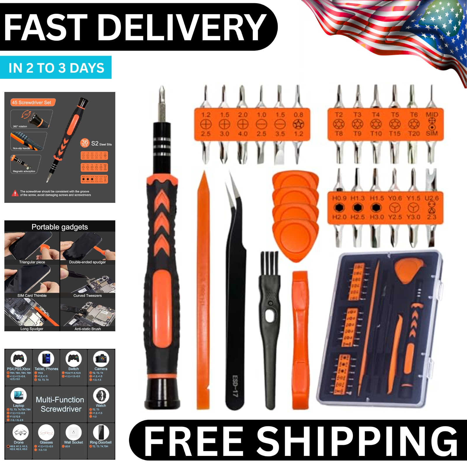 Cleaning Repair Tool Set Screwdriver One Controller Console PS4 With Case for PC