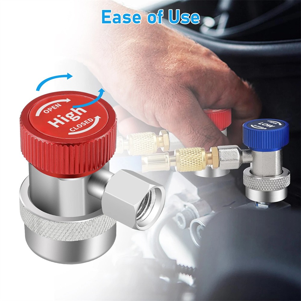 2x R134A Quick Coupler Adapter Adjustable Car HP & LP Fitting with 1/4" Flare