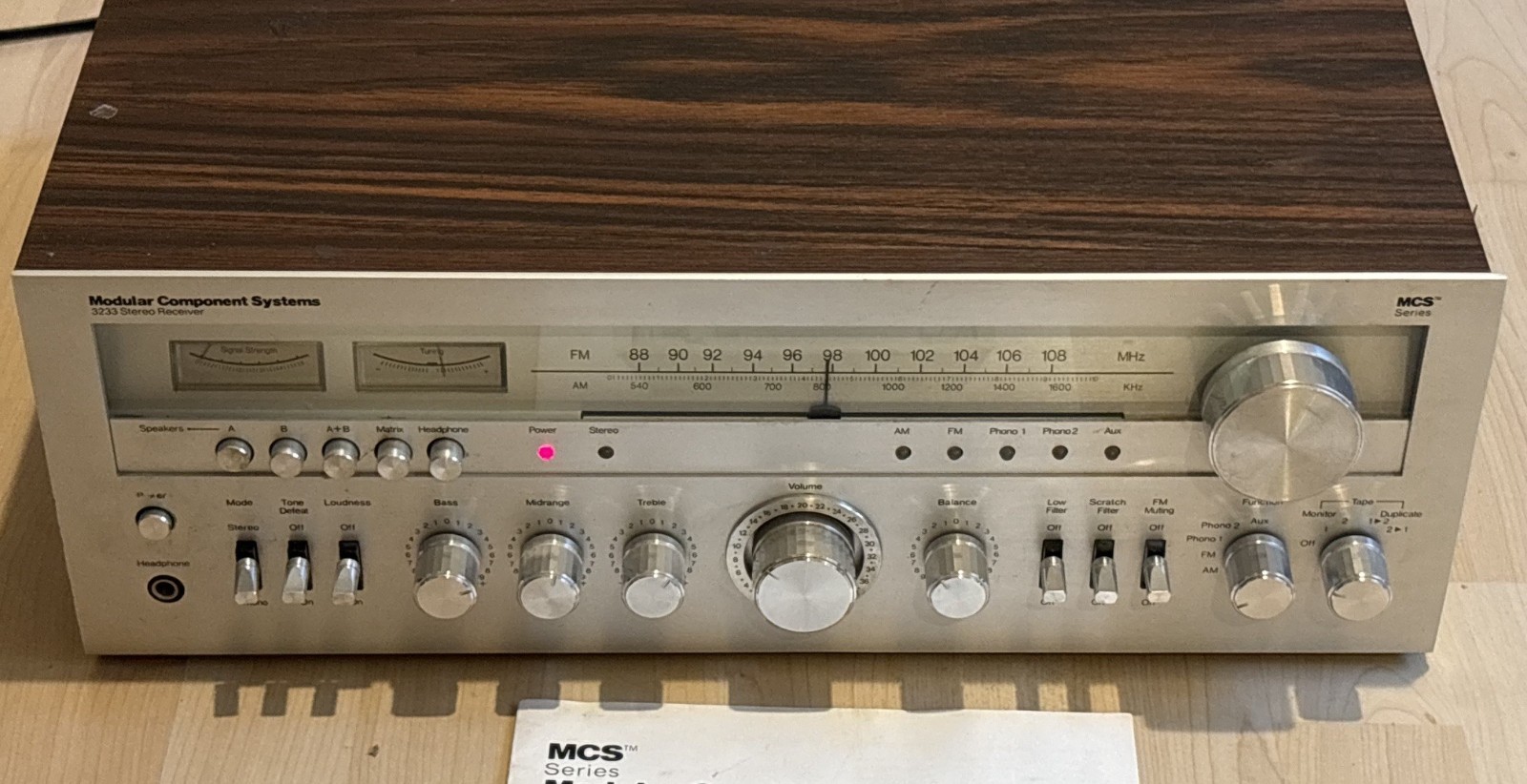 MCS Modular Component Systems 3233 Stereo Receiver AM/FM Untested