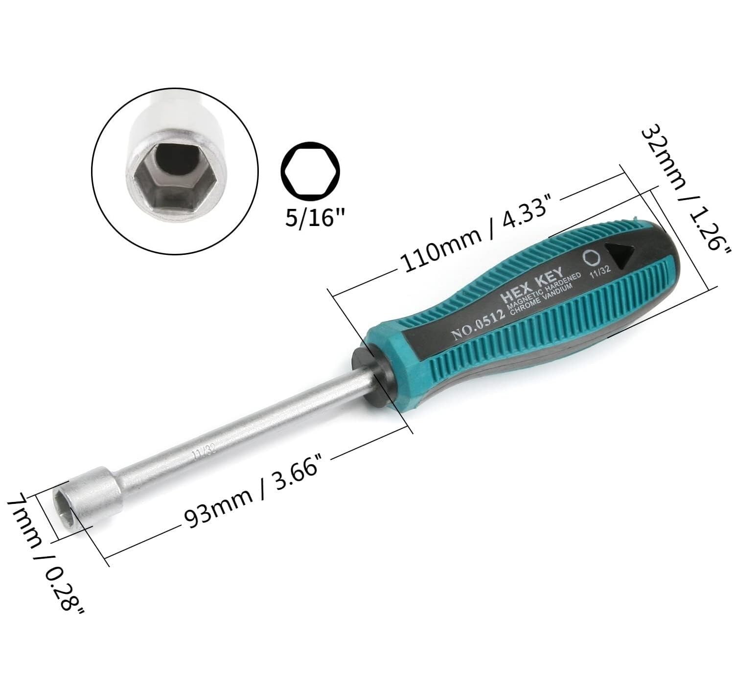 5/16 Inch Hex Nut Driver, Socket Wrench Screwdriver, For Auto Repair,2pcs