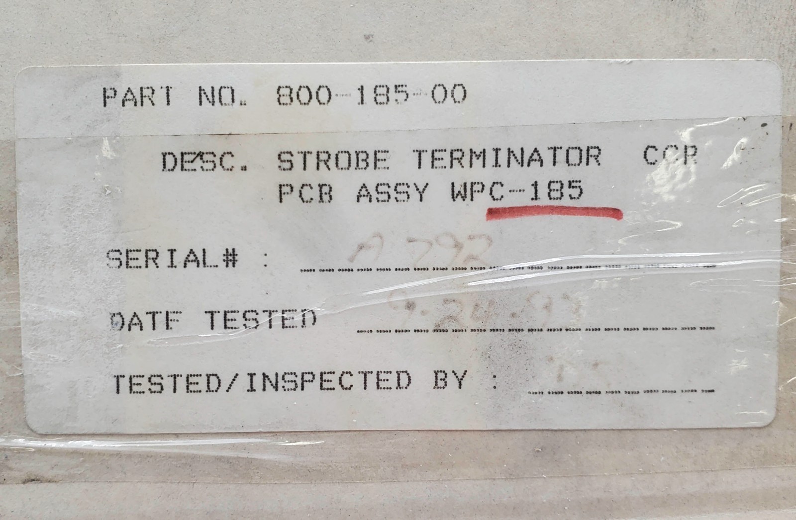 Web Printing Control 800-185-00 Strobe Terminator