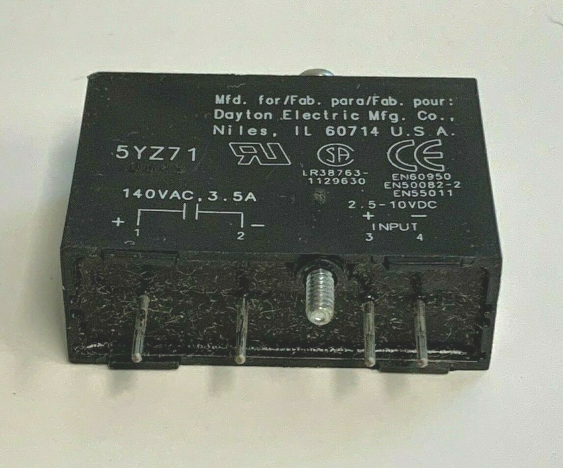 Dayton 5YZ71 Power Relay 140 VAC 3.5A 5-10VDC Input