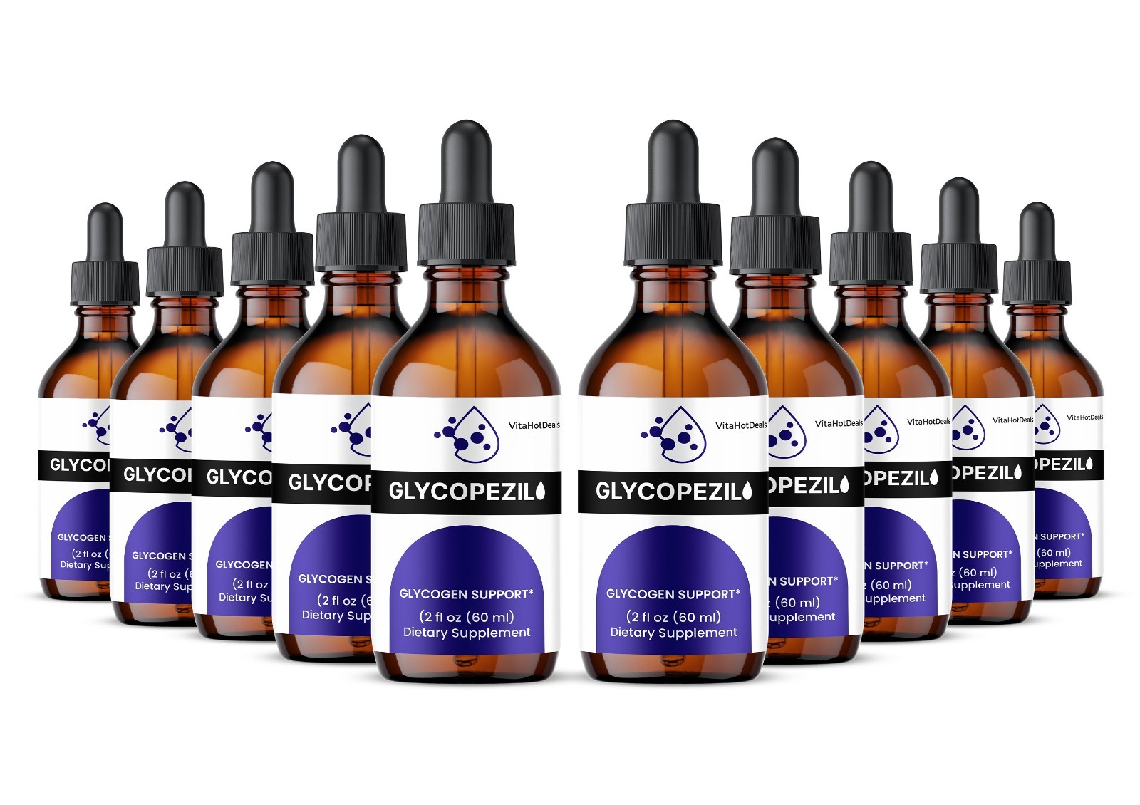 GlycoPezil Supplement Liquid Formula, All Natural Glycogen Supplement (10 pack)