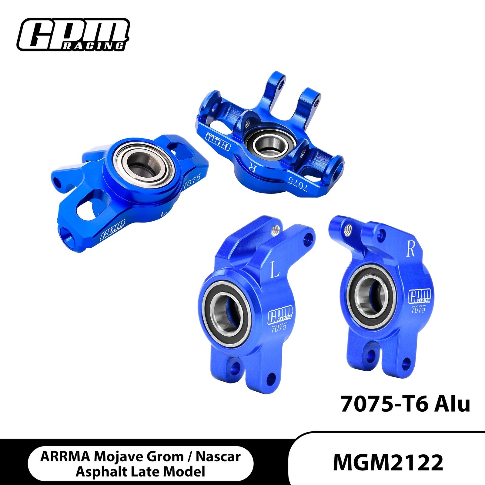 GPM 7075 Alloy Front Steering Block+Rear Hub big Bearing ARRMA 1/16 Mojave Grom