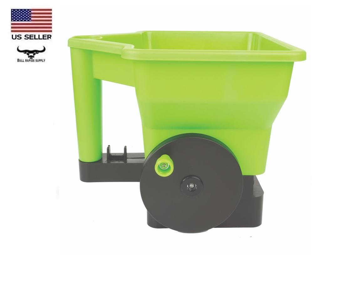 Handheld Broadcast Spreader 3qt. Hopper Adjustable Flow Fertilizer Seed Ice Melt