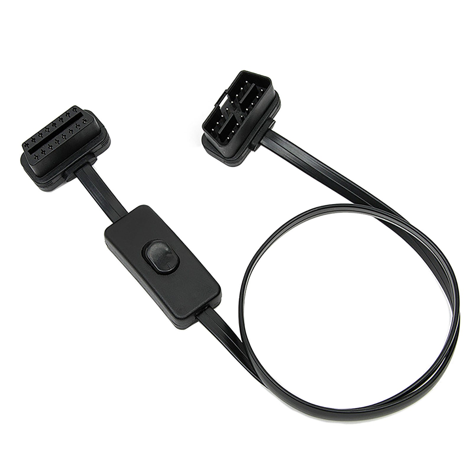 60cm OBD2 II Low Profile Left Right Angle Y Splitter Flat Ribbon Extension Cable
