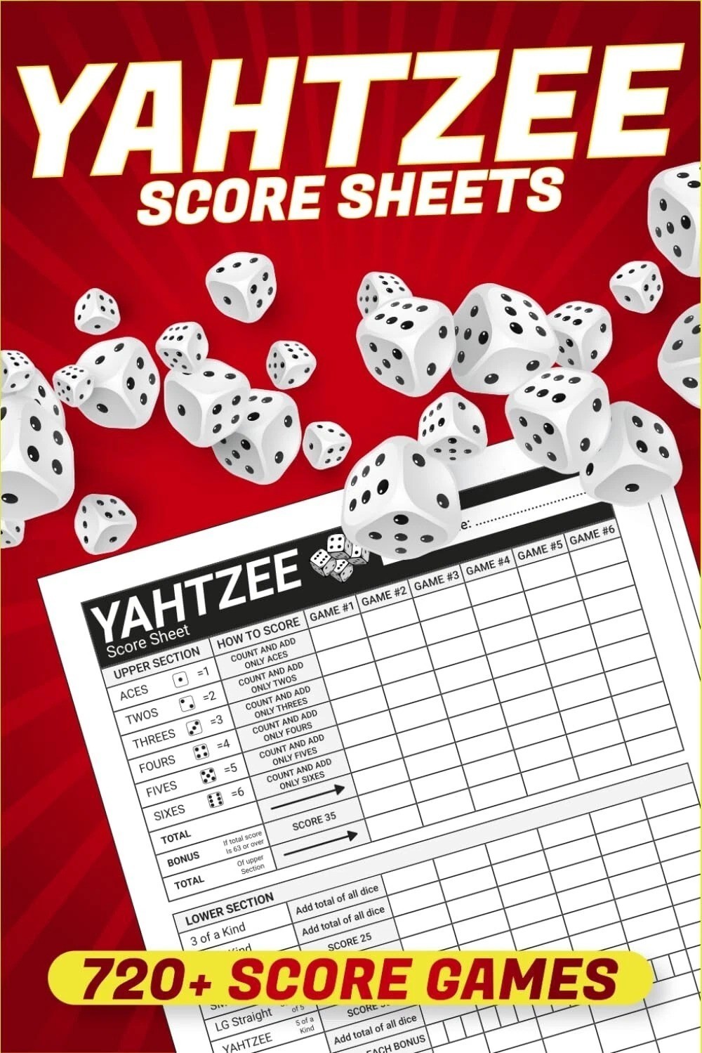 Score Sheets: 720+ Score Games for Scorekeeping, Yahtzee Score Pads, 6 X