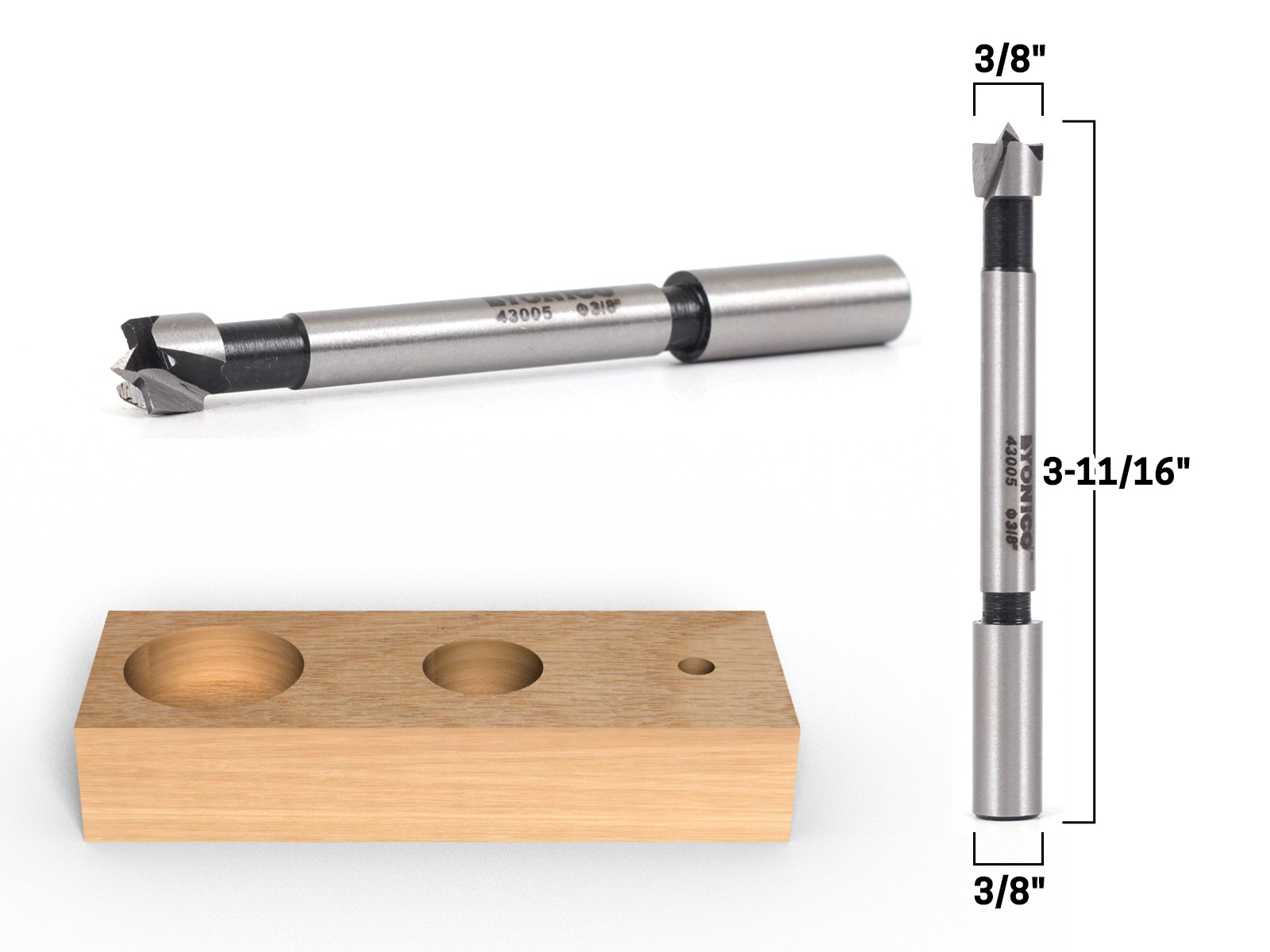 3/8" Diameter Steel Forstner Drill Bit - 3/8" Shank - Yonico 43005S