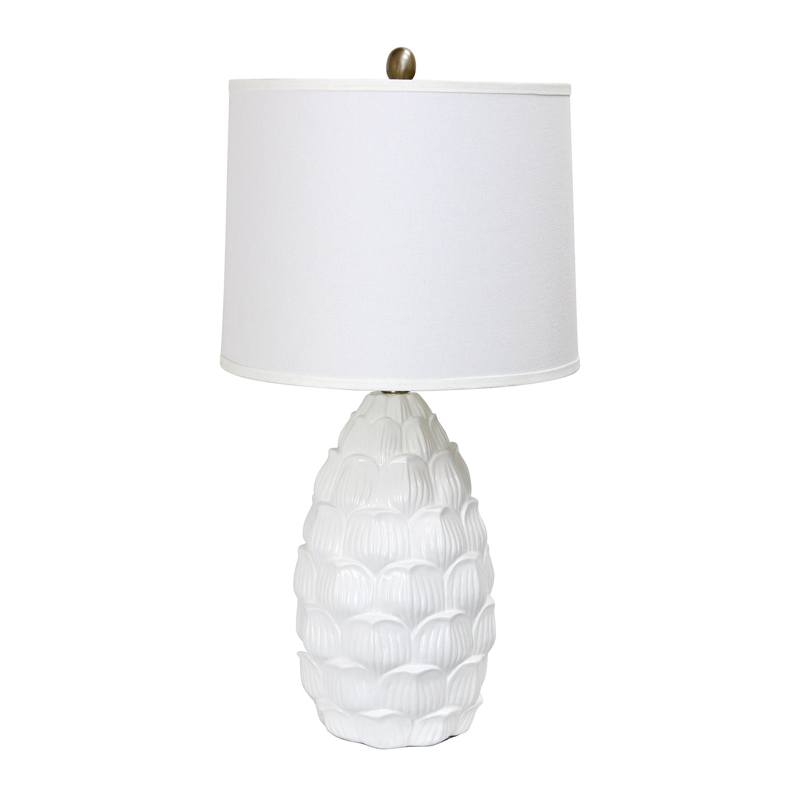 Elegant Designs LT3215-WHT Resin Table Lamp with Fabric Shade, White