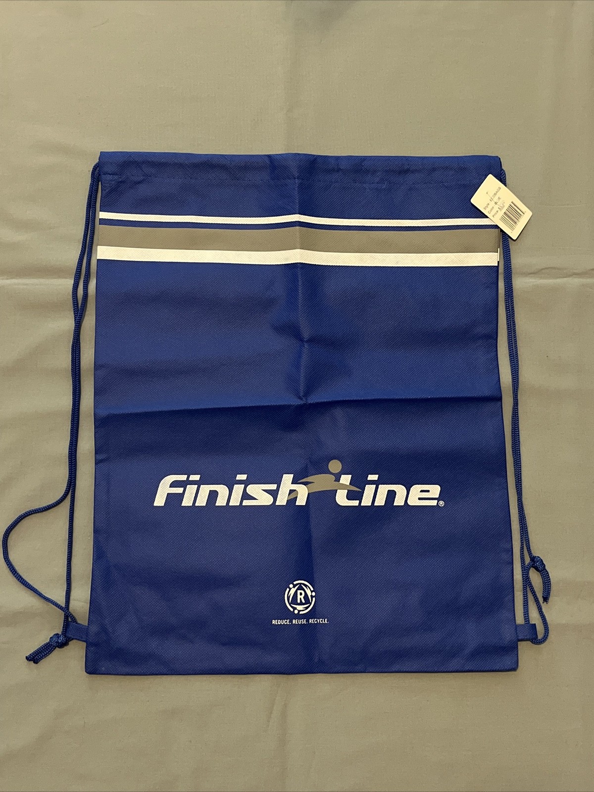 New Finish Line Shoe Store ECO Bag Reusable Drawstring Backpack NWT 19”x15”