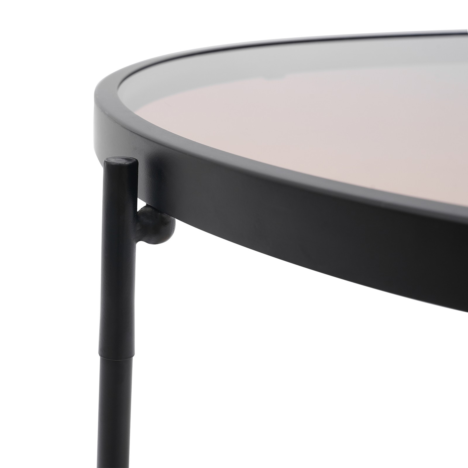 2-tier Modern Side Table Tempered Glass Side Table Round Coffee Table 60cm dia.
