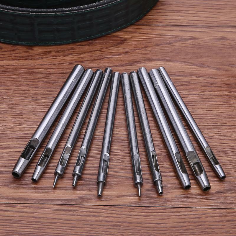 10pcs DIY hollow punching tool LeatherCraft strap with manual punching cutting