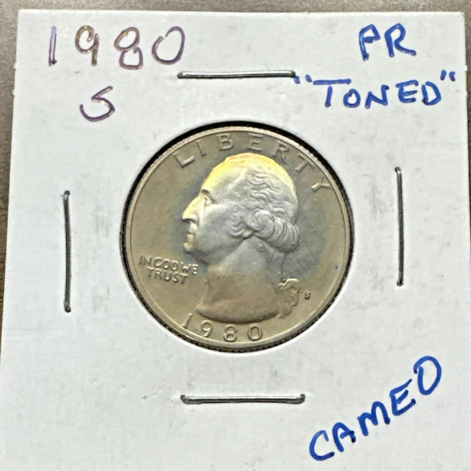 1980-S Toned Washington Quarter Cameo PROOF BU (Brilliant Uncirculated)