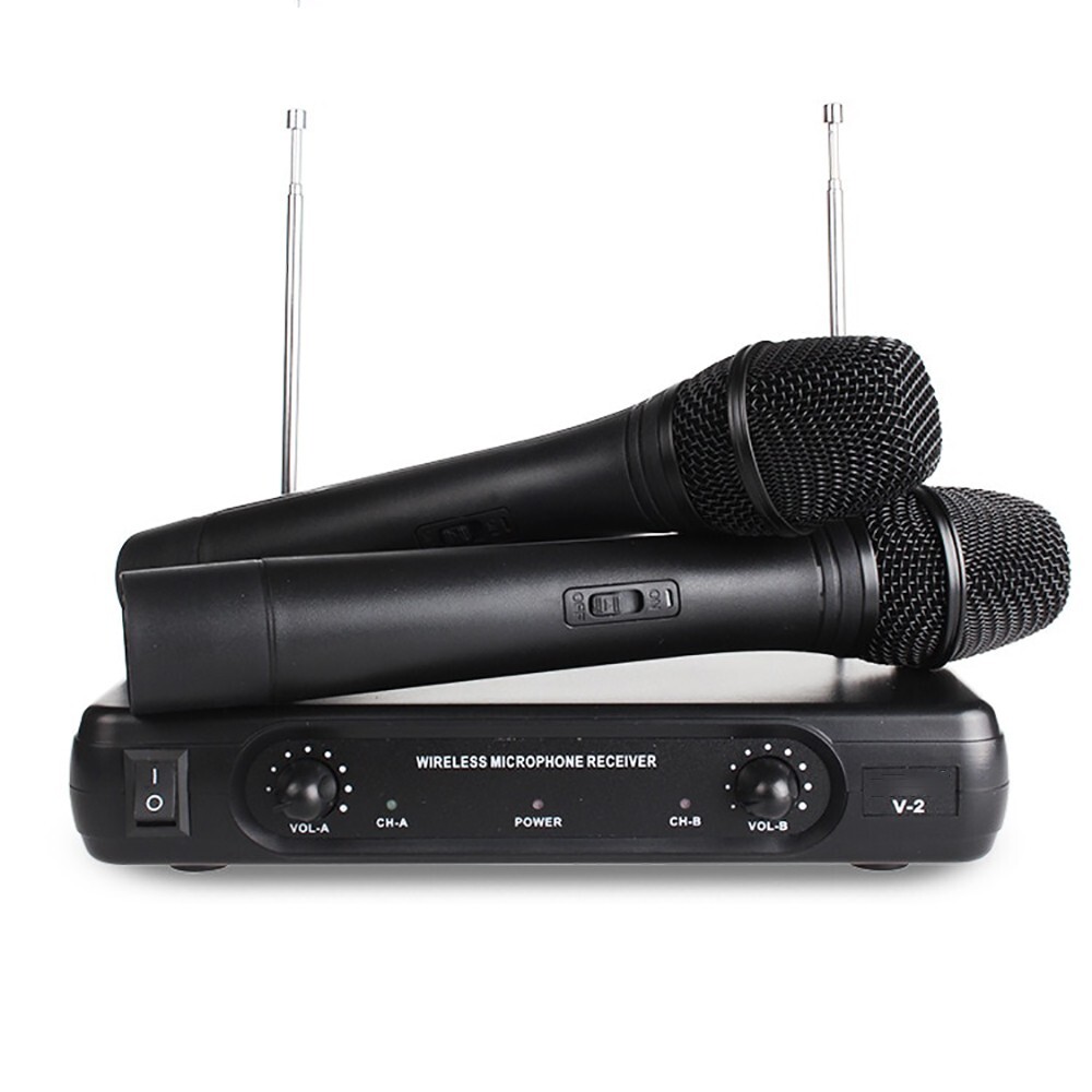 2PCS Professional VHF Wireless Microphone Handheld Mic System Karaoke W/Receiver