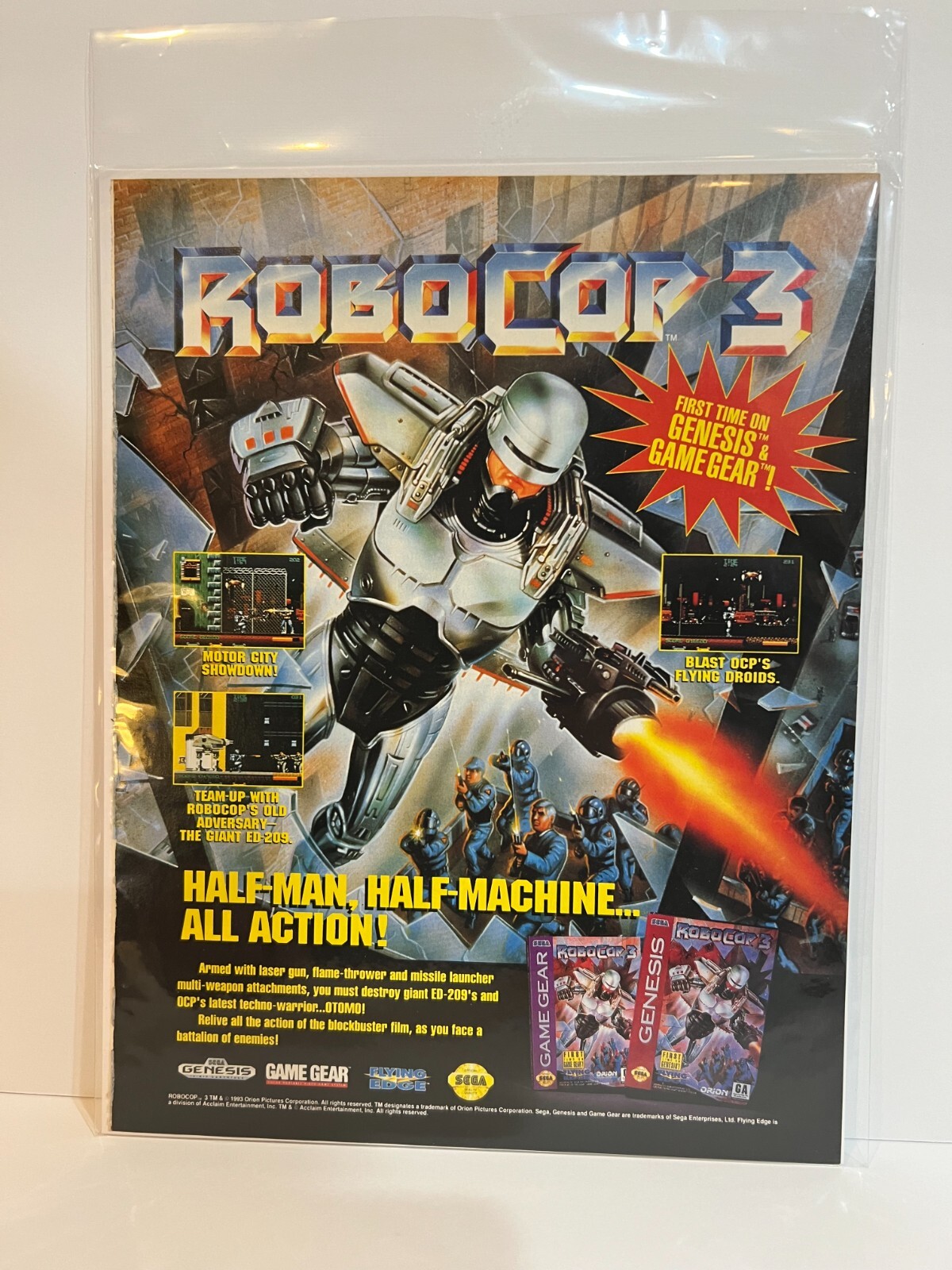 Robocop 3 - Video Game Magazine Ad - Sega Genesis - Flying Edge