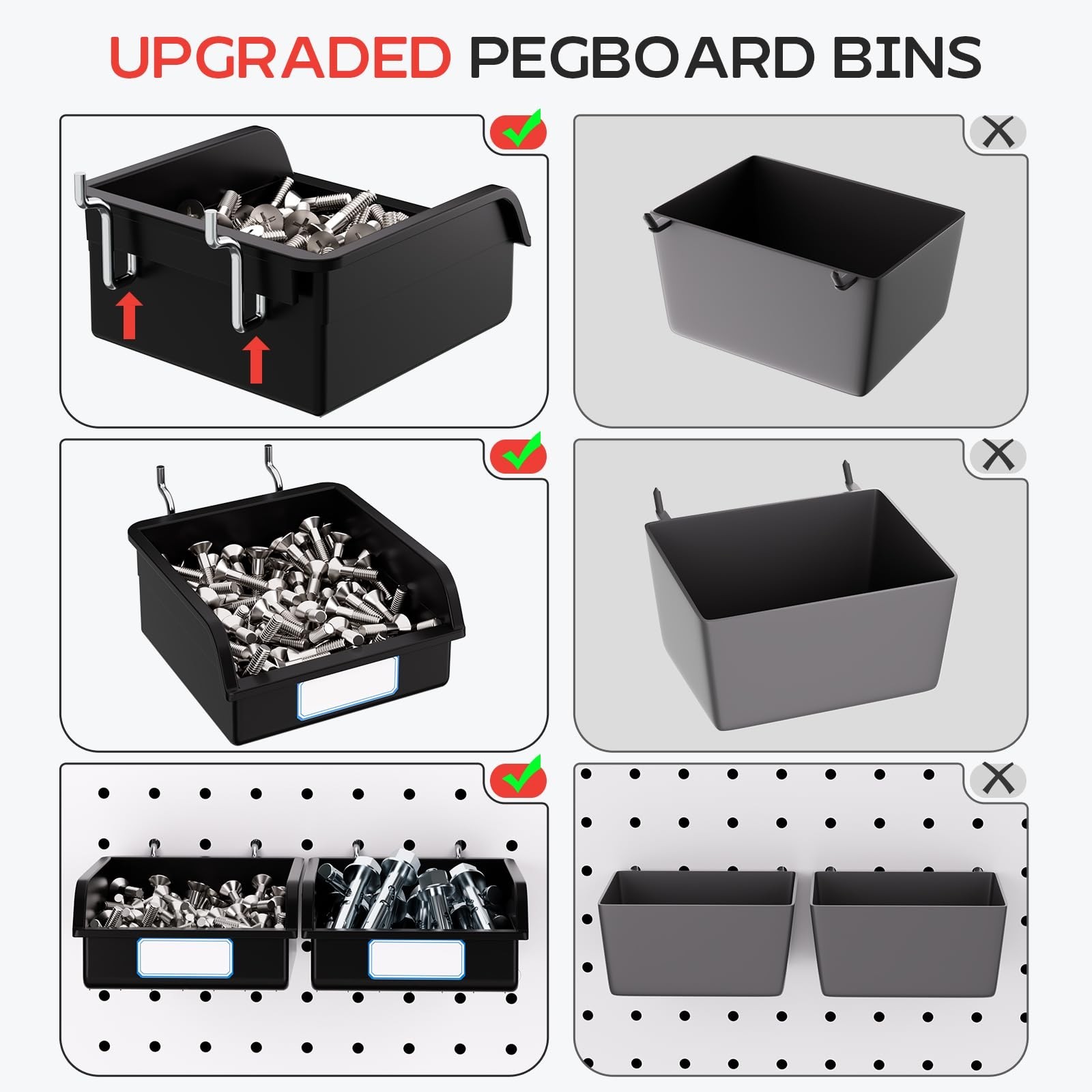 278PCS Upgraded Pegboard Hooks Assortment, Peg Board Organizer Accessories wi...