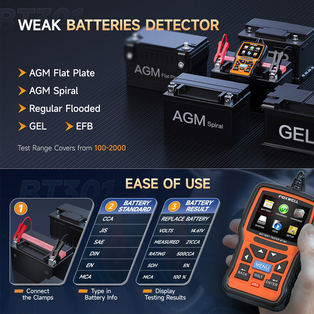 FOXWELL BT301 Car Fault Code Reader Engine Diagnostic Reset Tool OBD2 Scanner US