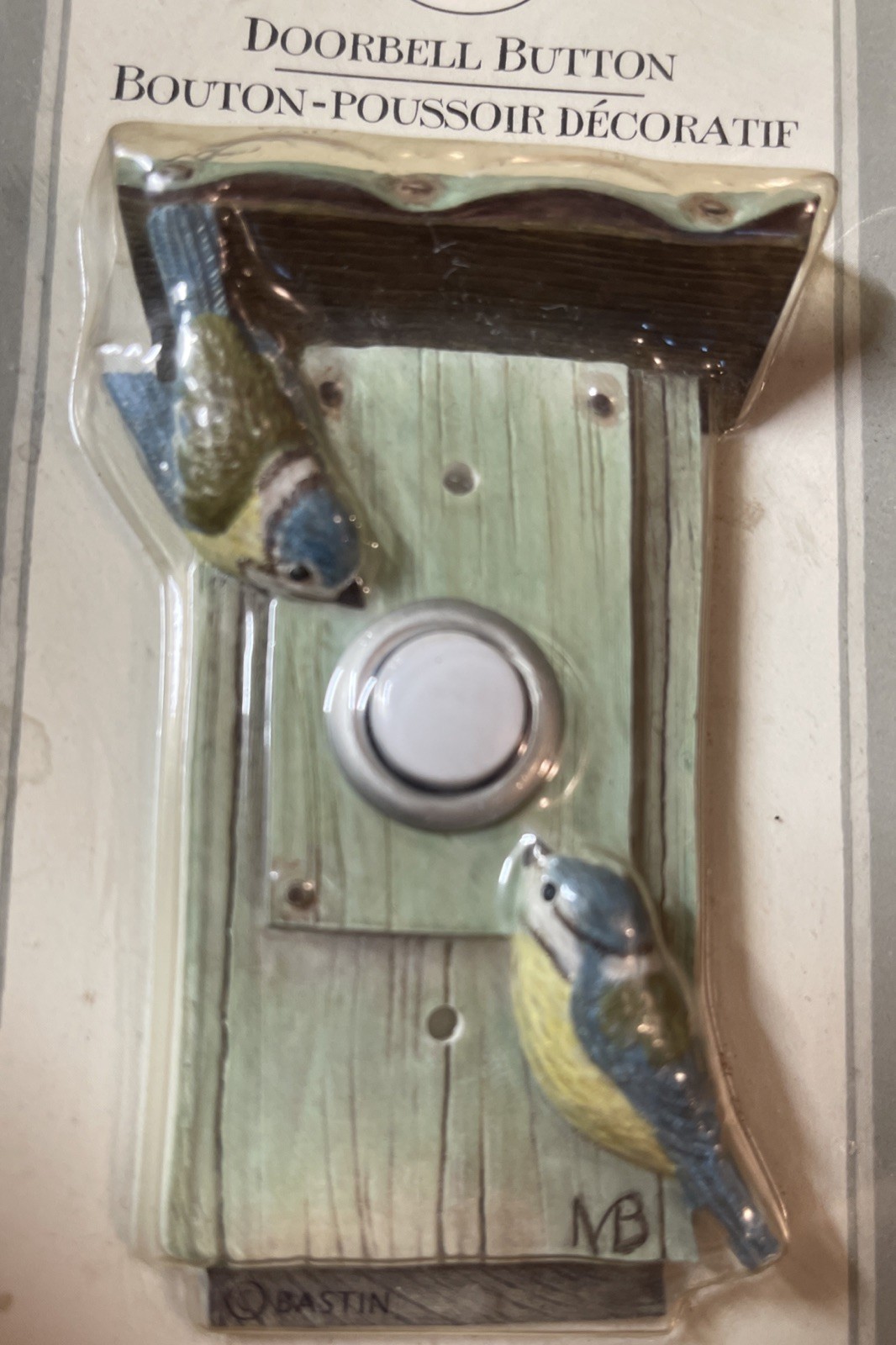 Hallmark Marjolein Bastin Birdhouse Doorbell Button Blue Birds Nature Decor
