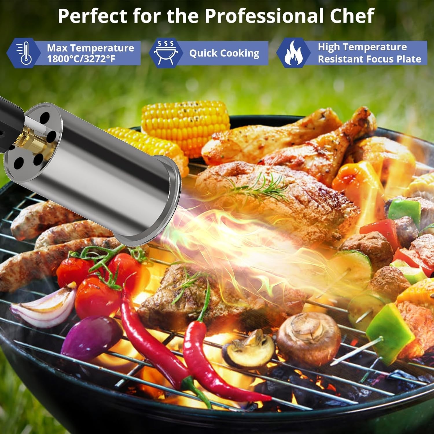 Powerful Propane Torch 2pk Culinary Searing Steak Sous Vide Campfire Starter ...