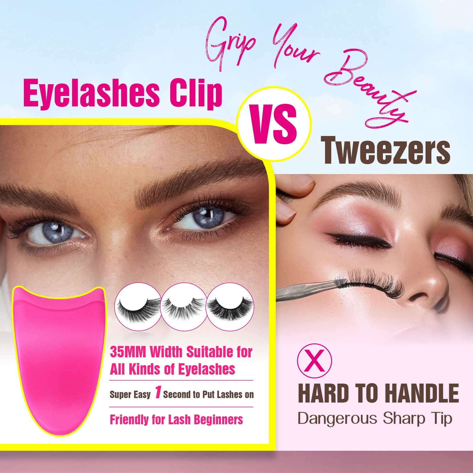 False Eyelashes Applicator Tool Lashes Clip for 1 count (Pack of 1), Plum