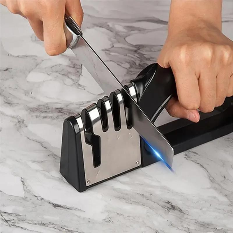 Kitchen 4 Segment Knife Sharpener Portable Non Slip Base Household Gadget