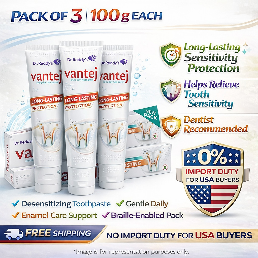 Vantej Sensitivity Protection Toothpaste 100g Dentist Recommended 3Pcs with 2027