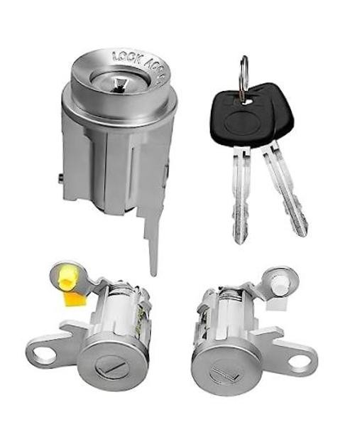 Ignition Switch Lock Key and Front Door Lock Cylinder Set Compatible with