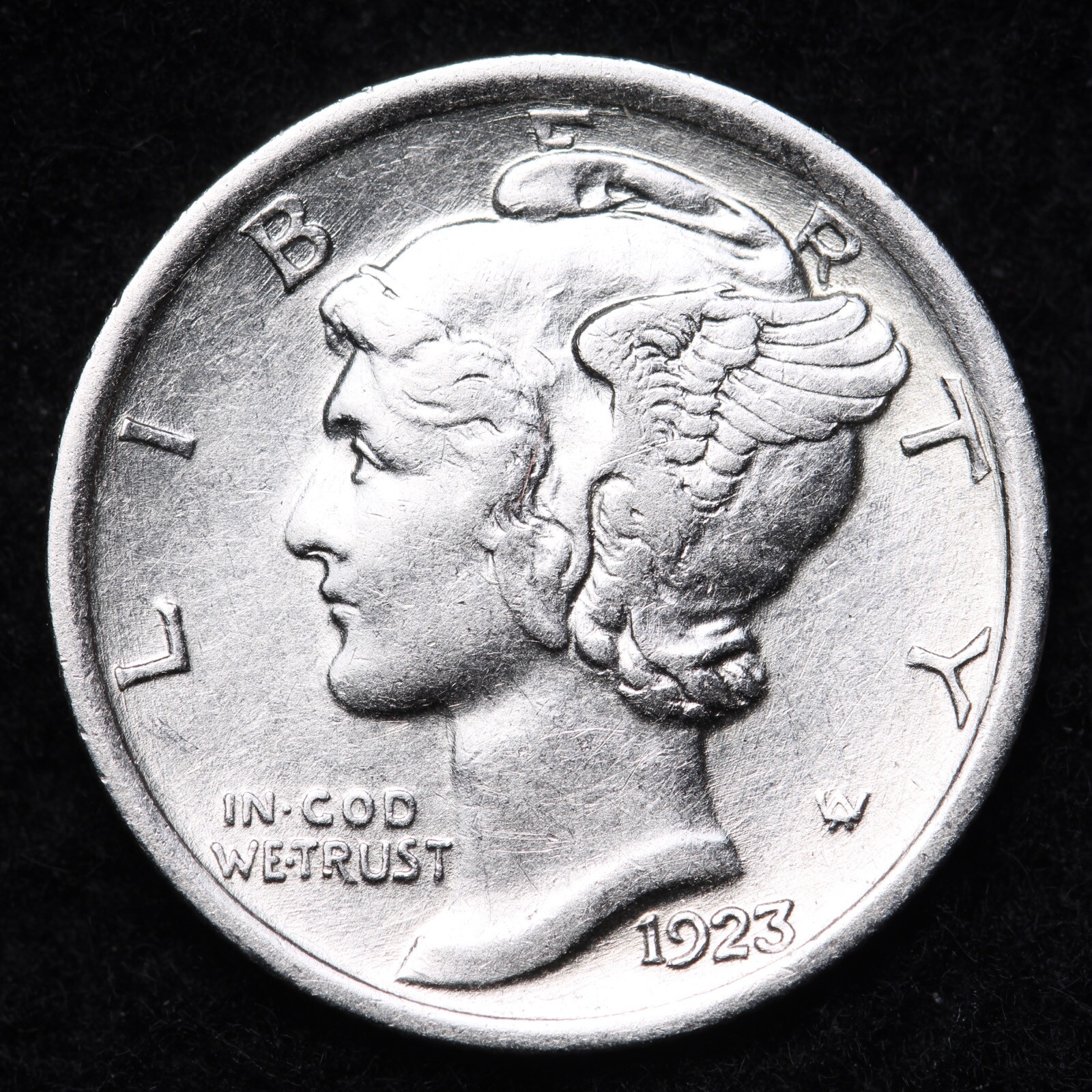 1923 Mercury Silver Dime Nice AU FREE SHIPPING