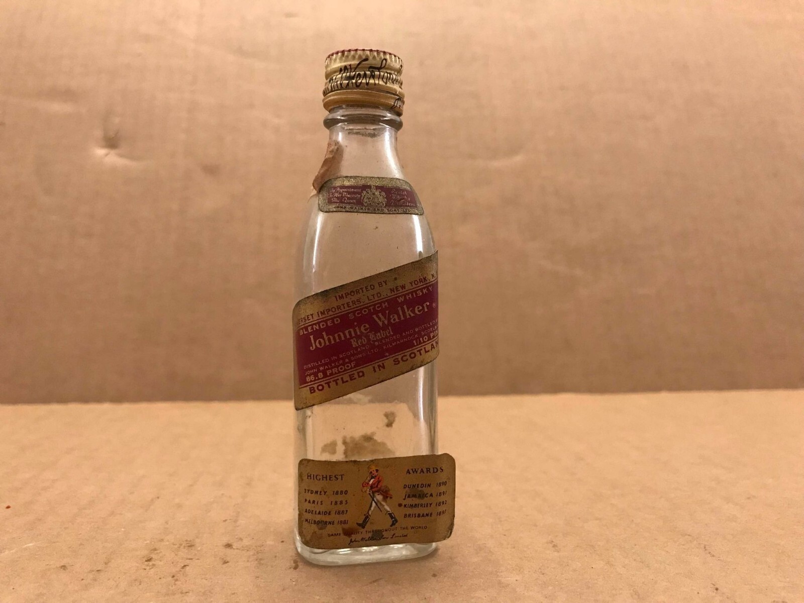 Vintage Johnnie Walker Red Label Blended Scotch Empty Mini Bottle