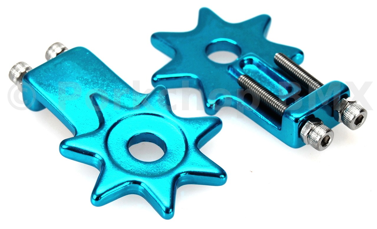 BMX Bicycle Star Spur Chain Tensioners for 3/8" axles - BRIGHT DIP BLUE
