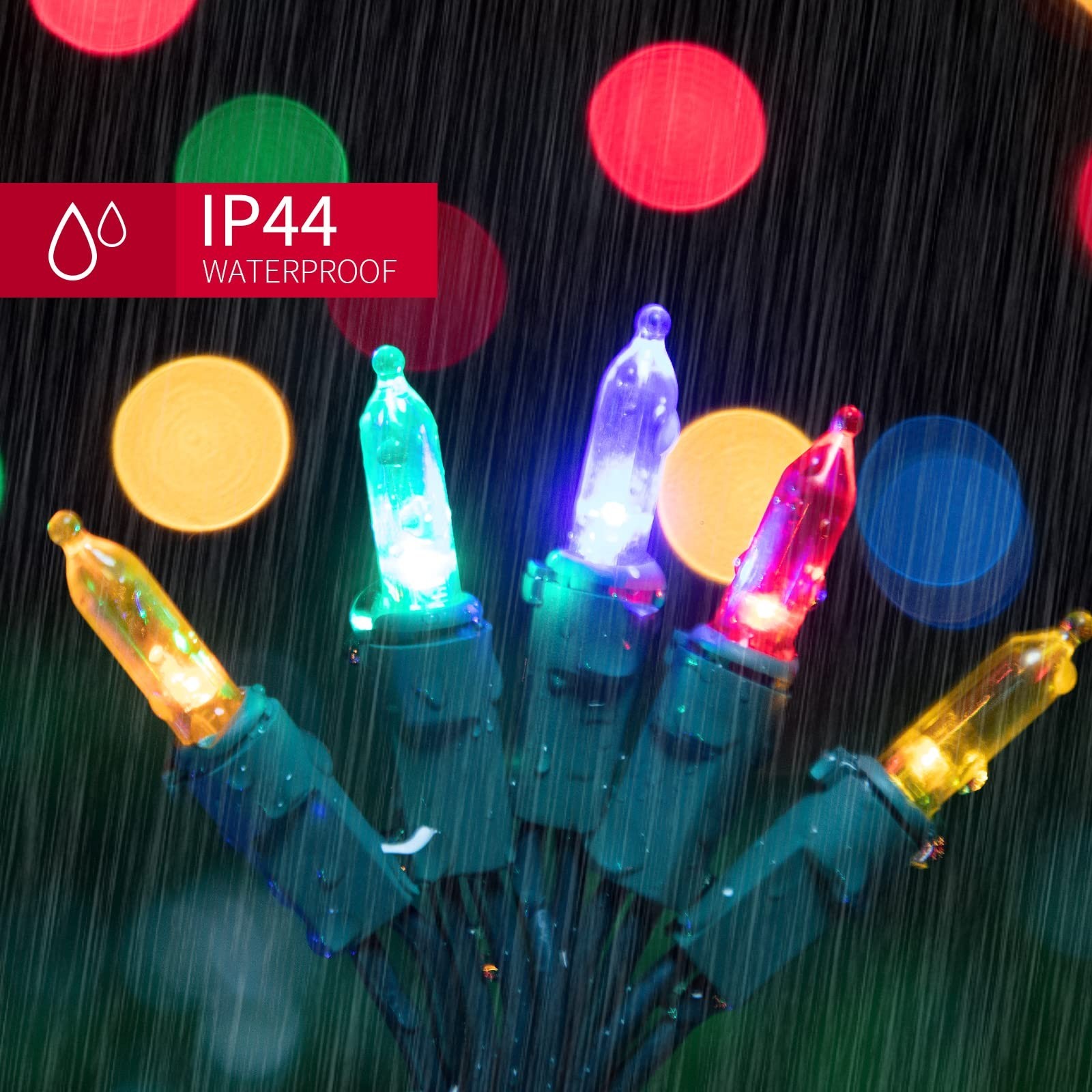 Multi Christmas Lights 100 LED, 21.6ft String for Party Wedding, Green