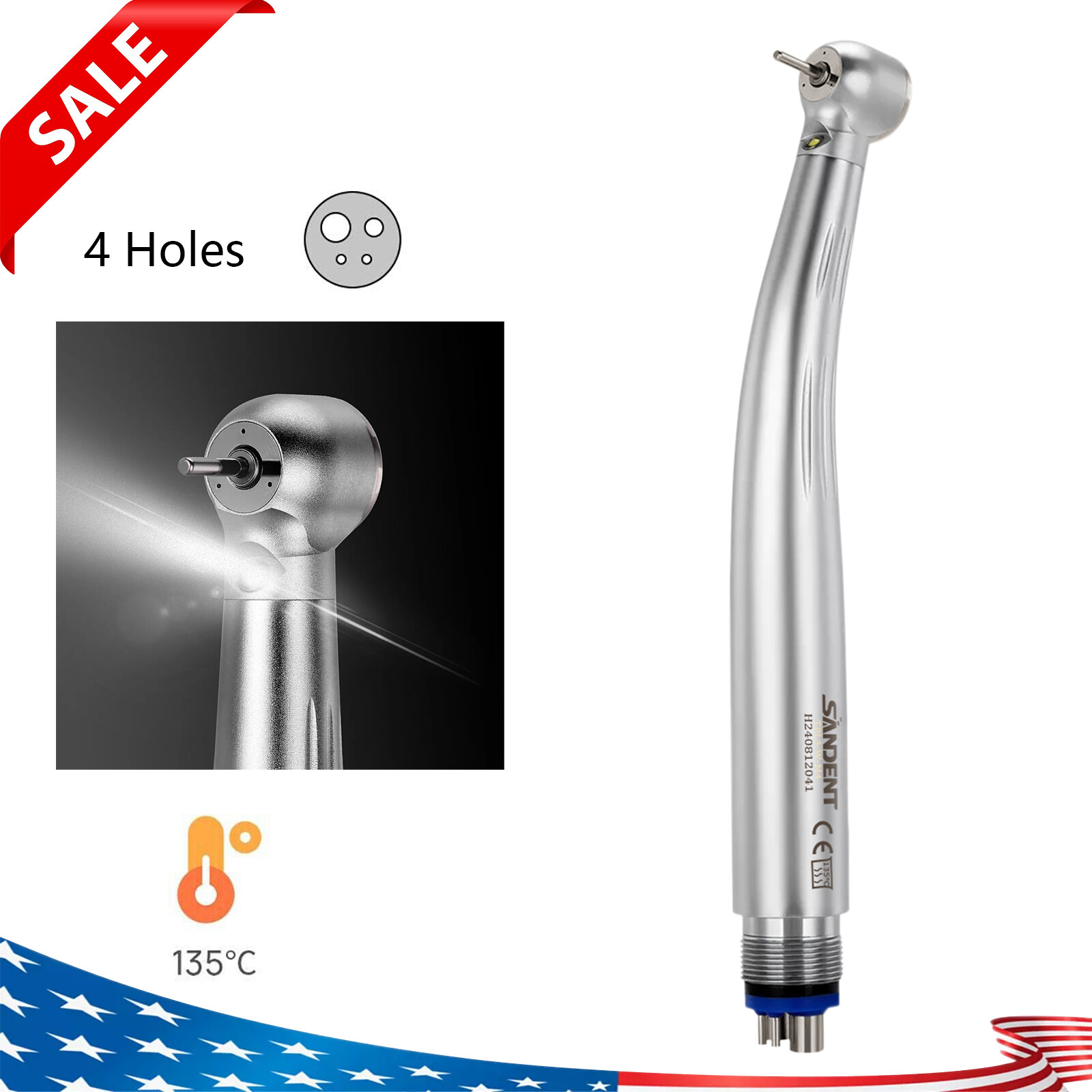 10 PCS SANDENT Dental E-Generator LED Optic High Speed Handpiece 4Hole Ceramic