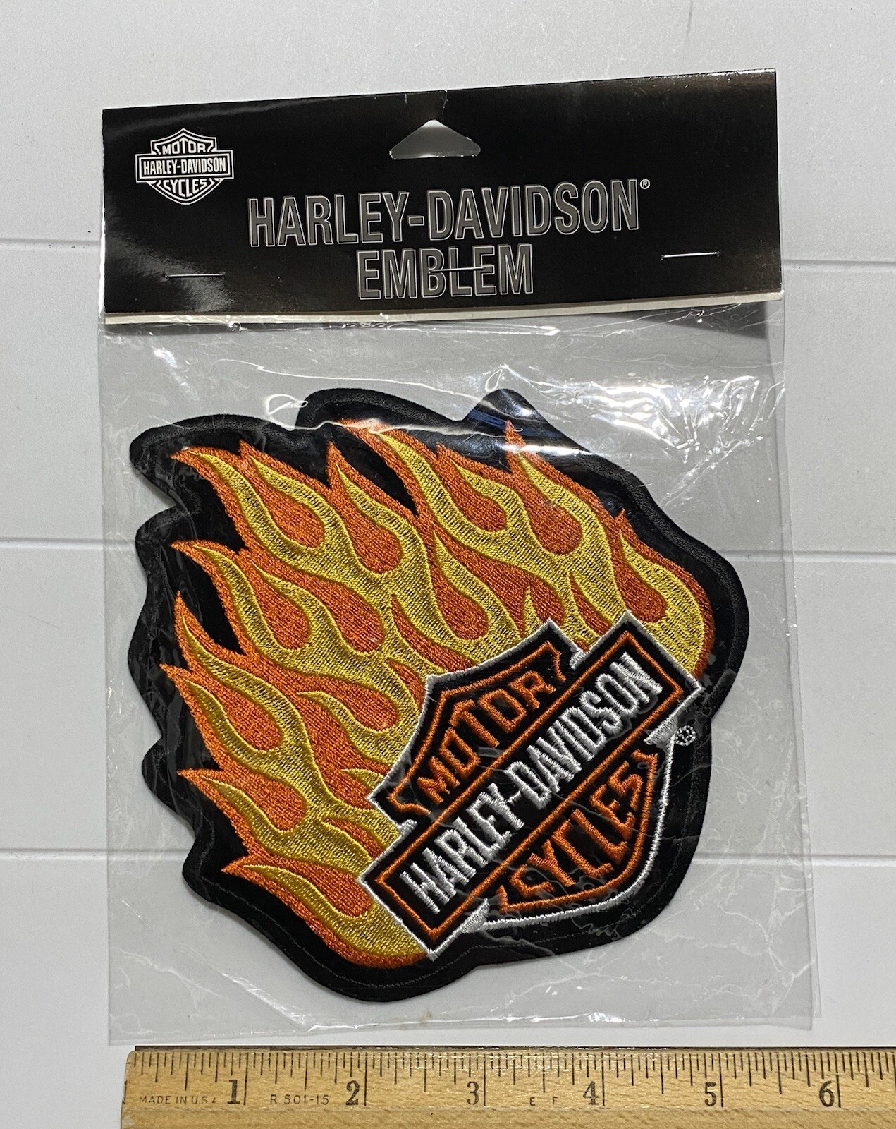 NIP Harley Davidson Motorcycles Ball of Flames Fire Back Jacket Patch NOS