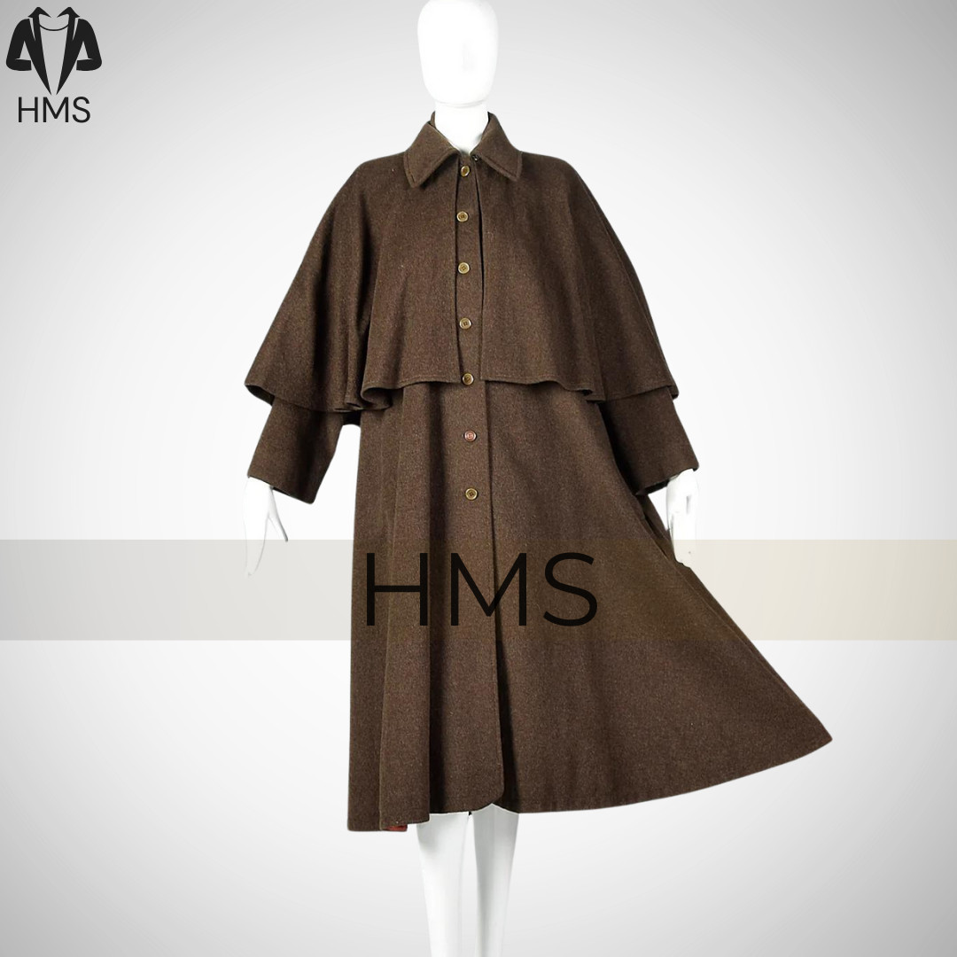Yves Saint Laurent Rive Gauche All Weather Wool Inverness Cape Swing Coat