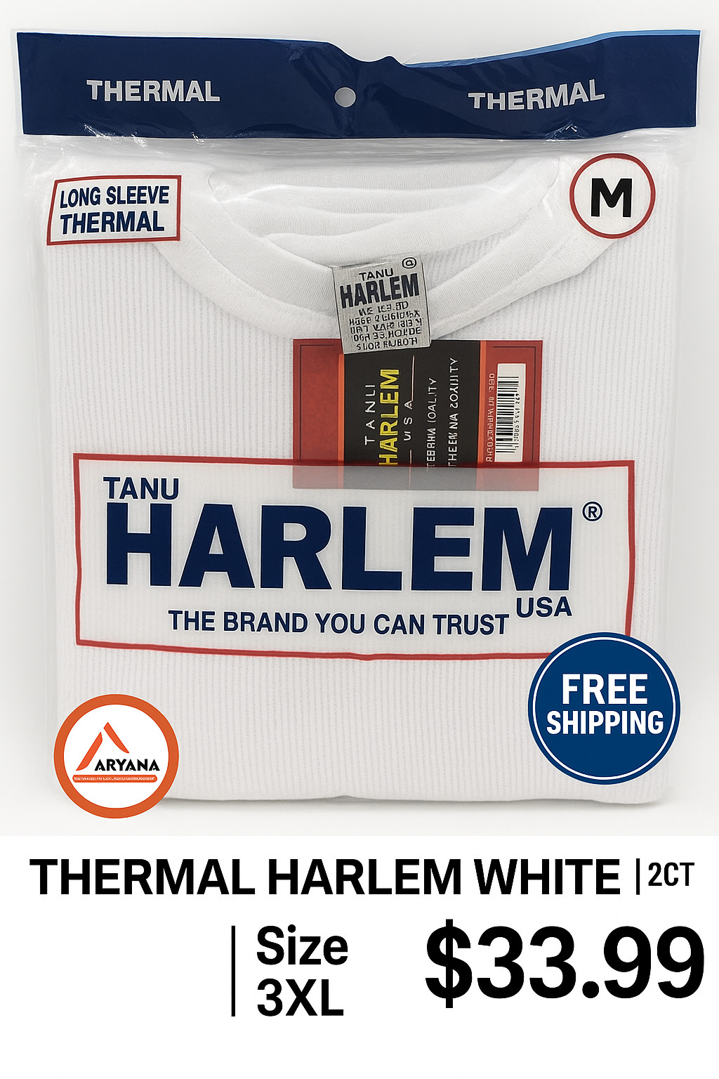 THERMAL HARLEM WHITE | WINTER| 2CT | Size 3XL – Only $33.99 + FREE SHIPPING