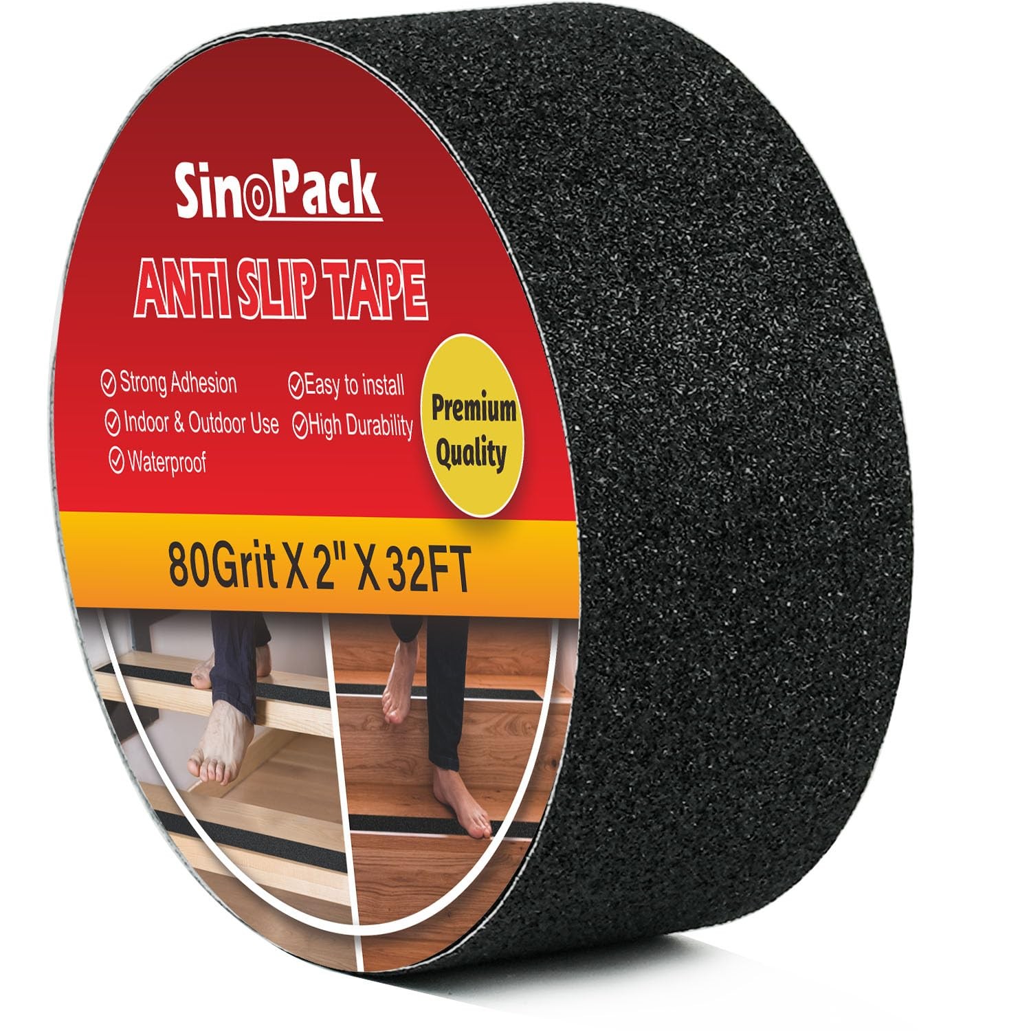 Anti-Slip Tape 2" x 32FT, Skateboard Grip Tape,Friction x Black