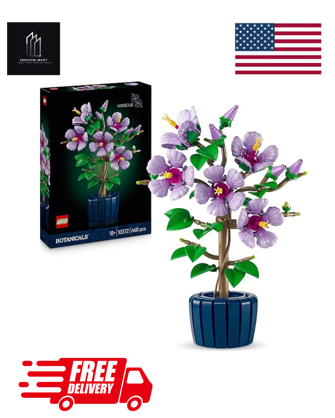 Botanicals 10372 Hibiscus Flower Building Set 18+ Home Office Decor Gift