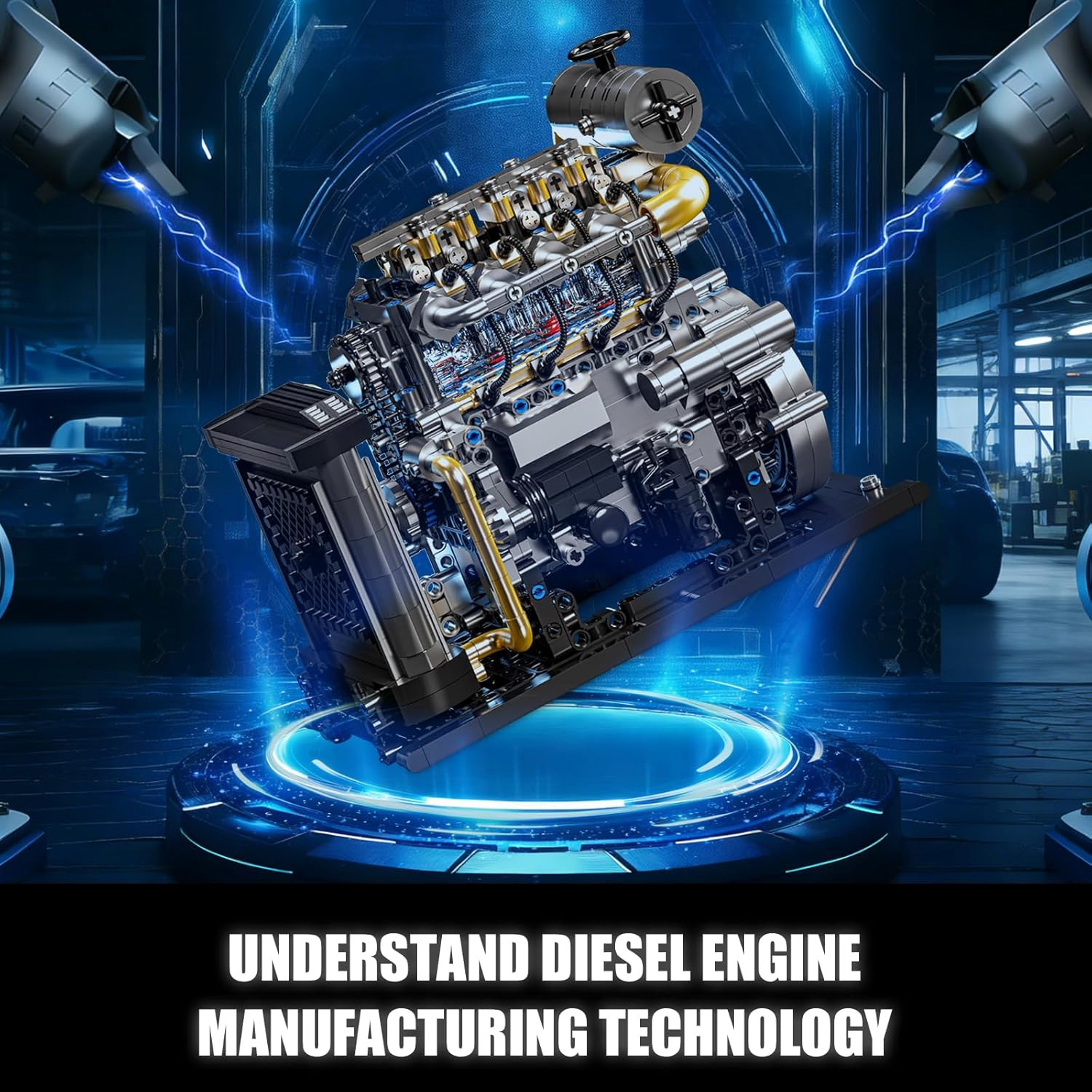 Diesel Engine Model Kit That Runs for Adults, MOC Mini Inline 4-Cylinder Diesel