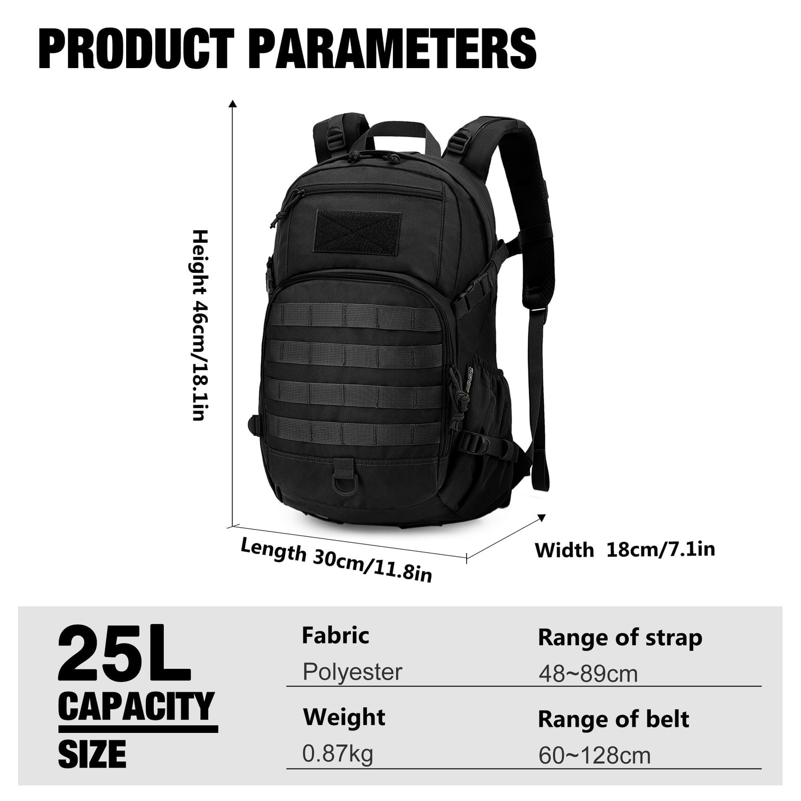 25L Hiking Backpack,Lightweight Molle Tactical Backpack for Running,Hiking,Cy...