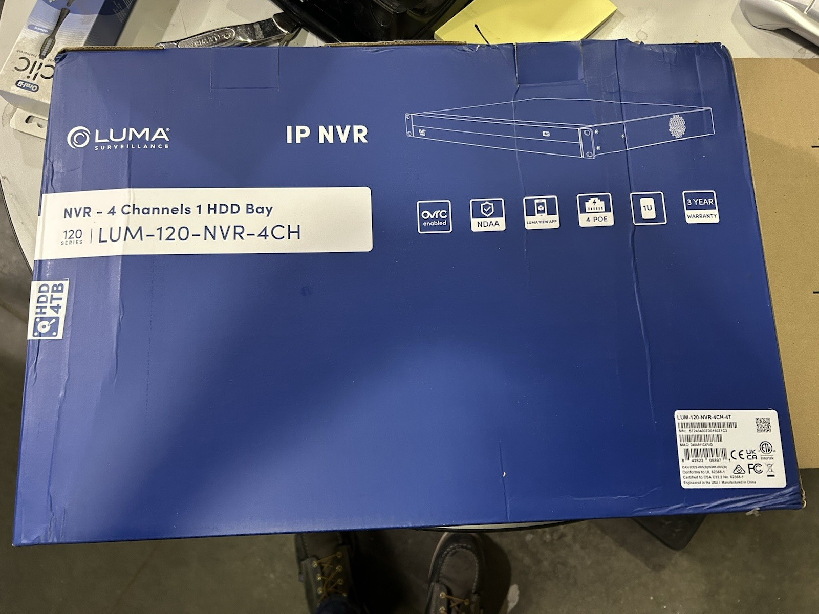 Luma Lum-120-NVR-4ch 4T HDD HDD 4 Channel POE NVR Non Dealer See Description